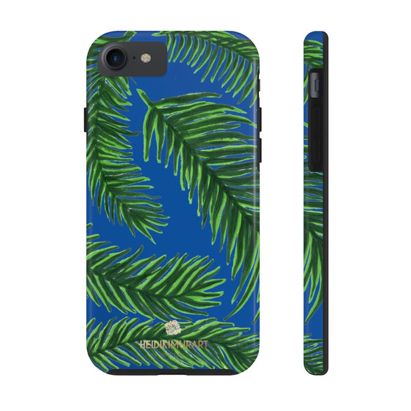 Blue Tropical Print Phone Case, Palm Leaf Case Mate Tough Phone Cases-Made in USA - Heidikimurart Limited 