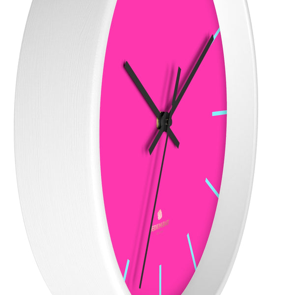 Candy Pink Solid Color Large Unique 10" Dia. Designer Modern Wall Clock- Made in USA-Wall Clock-Heidi Kimura Art LLC