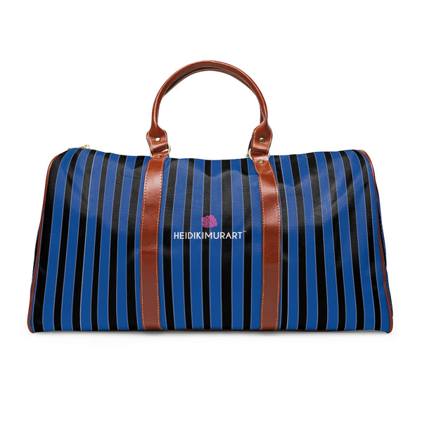 Blue Striped Waterproof Travel Bag