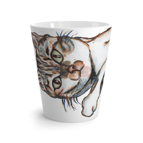 Cute Cat 12 oz Latte Mug, Peanut Meow Cat Best White Ceramic Coffee Cup, Ceramic Latte Mug For Cat Owners, Microwave-Safe, Dishwasher-Safe Tea Coffee Cup -Printed in USA, Cat Coffee Mug, Best Cat Mugs, Great Gifts For Cat Lovers