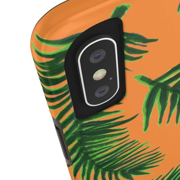 Orange Tropical Print Phone Case, Palm Leaf Case Mate Tough Phone Cases-Made in USA - Heidikimurart Limited 