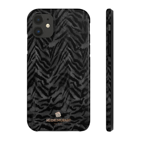 Black Tiger Stripe Phone Case, Animal Print Case Mate Tough Phone Cases-Made in USA - Heidikimurart Limited 