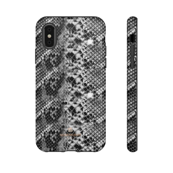 Black Snakeskin Print Tough Cases, Designer Phone Case-Made in USA-Phone Case-Printify-iPhone X-Matte-Heidi Kimura Art LLC