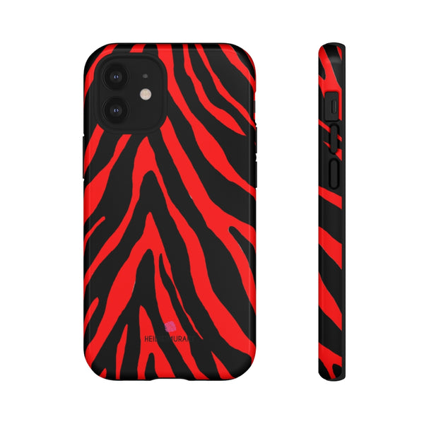 Red Zebra Designer Tough Cases, Animal Print Designer Case Mate Best Tough Phone Case For iPhones and Samsung Galaxy Devices-Made in USA