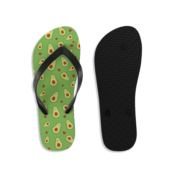 Green Avocado Cute Print Unisex Flip-Flops Beach Pool Sandals For Men/ Women- Made in USA-Flip-Flops-Heidi Kimura Art LLC