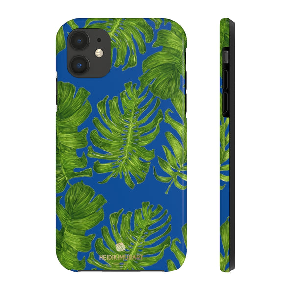 Blue Green Tropical Leaf iPhone Case, Case Mate Tough Samsung Galaxy Phone Cases-Phone Case-Printify-iPhone 11-Heidi Kimura Art LLC