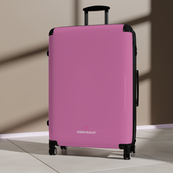 Light Pink Solid Color Suitcases, Modern Simple Minimalist Designer Suitcase Luggage (Small, Medium, Large) Unique Cute Spacious Versatile and Lightweight Carry-On or Checked In Suitcase, Best Personal Superior Designer Adult's Travel Bag Custom Luggage - Gift For Him or Her - Made in USA/ UK