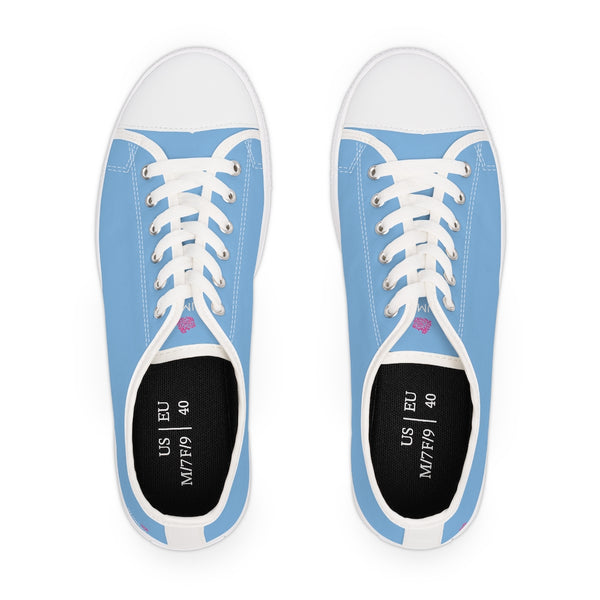 Light Blue Color Ladies' Sneakers, Solid Light Blue Color Modern Minimalist Basic Essential Women's Low Top Sneakers Tennis Shoes, Canvas Fashion Sneakers With Durable Rubber Outsoles and Shock-Absorbing Layer and Memory Foam Insoles (US Size: 5.5-12)
