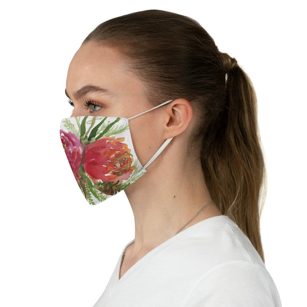 Red Rose Floral Face Mask, Adult Modern Flower Print Fabric Face Mask-Made in USA-Accessories-Printify-One size-Heidi Kimura Art LLC