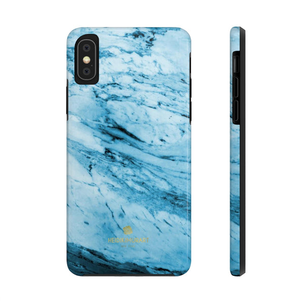 Blue Marble Print Phone Case, Designer Case Mate Tough Phone Cases-Made in USA - Heidikimurart Limited 