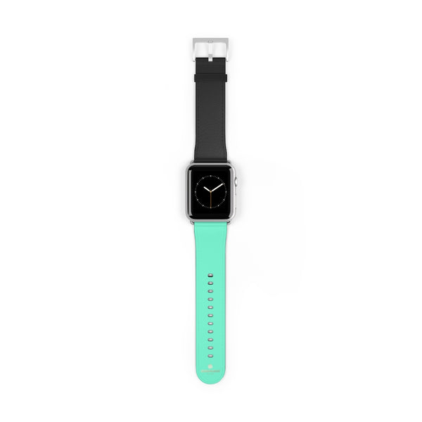 Dual Color Black & Light Blue 38mm/ 42mm Watch Band For Apple Watch- Made in USA-Watch Band-42 mm-Silver Matte-Heidi Kimura Art LLC