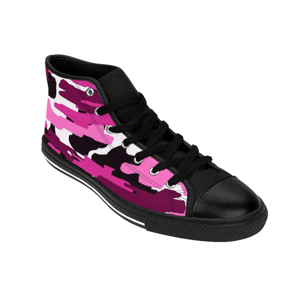 Pink Camo Women's Sneakers, Army Print Designer High-top Sneakers Tennis Shoes-Shoes-Printify-Heidi Kimura Art LLCPink Camo Women's Sneakers, Purple Army Military Camouflage Print 5" Calf Height Women's High-Top Sneakers Running Canvas Shoes (US Size: 6-12)