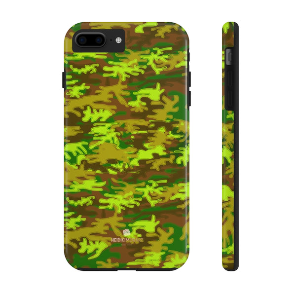 Brown Green Camo iPhone Case, Case Mate Tough Samsung Galaxy Phone Cases-Phone Case-Printify-iPhone 7 Plus, iPhone 8 Plus Tough-Heidi Kimura Art LLC