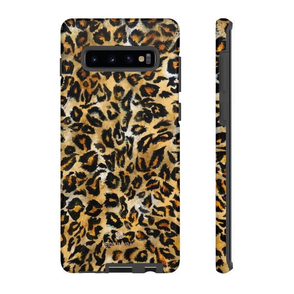 Brown Leopard Tough Cases, Animal Print Best Designer Phone Case-Made in USA-Phone Case-Printify-Samsung Galaxy S10 Plus-Glossy-Heidi Kimura Art LLC