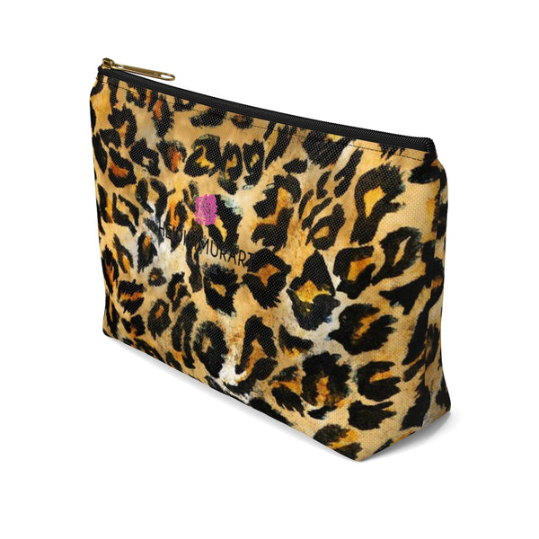 Snow Leopard Wild Cat Animal Print Designer Accessory Pouch with T-bottom-Accessory Pouch-Heidi Kimura Art LLC