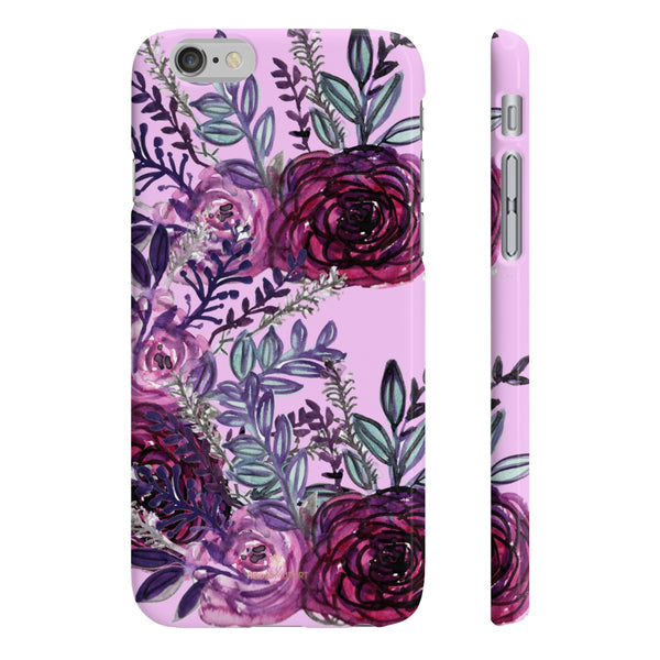 Pale Pink Slim iPhone/ Samsung Galaxy Floral Purple Rose Phone Case, Made in UK-Phone Case-iPhone 6/6S Slim-Glossy-Heidi Kimura Art LLC