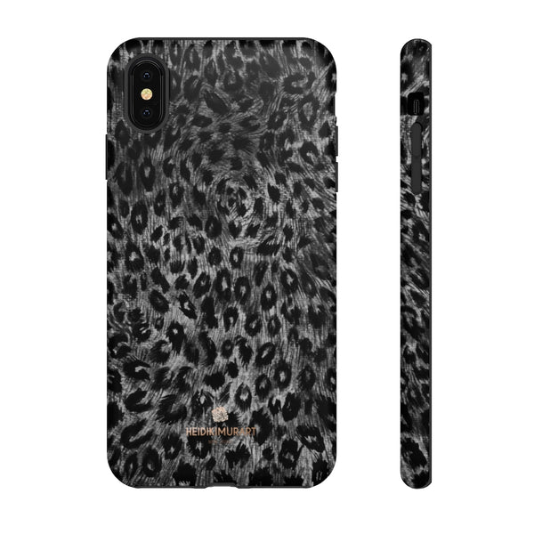 Grey Leopard Animal Print Tough Cases, Designer Phone Case-Made in USA-Phone Case-Printify-iPhone XS MAX-Matte-Heidi Kimura Art LLC