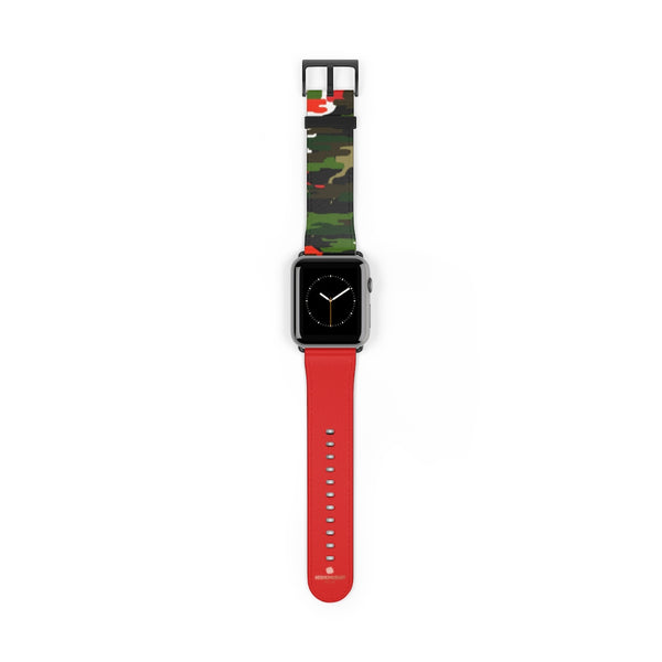 Green & Red Camo Army Print 38mm/42mm Watch Band For Apple Watch- Made in USA-Watch Band-Heidi Kimura Art LLC