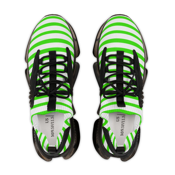 White Green Striped Men's Shoes, Best Comfy Men's Mesh Sports Sneakers Shoes (US Size: 5-12)