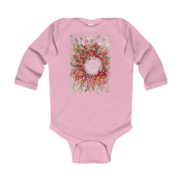 Fall Infant Long Sleeve Bodysuit, Classic Fit Baby's Clothes - Made in UK (UK Size: 6M-24M)-Infant Long Sleeve Bodysuit-Pink-12M-Heidi Kimura Art LLC