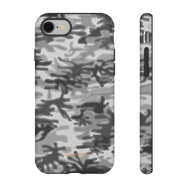Grey Camouflage Phone Case, Army Military Print Tough Designer Phone Case -Made in USA-Phone Case-Printify-iPhone 8-Matte-Heidi Kimura Art LLC