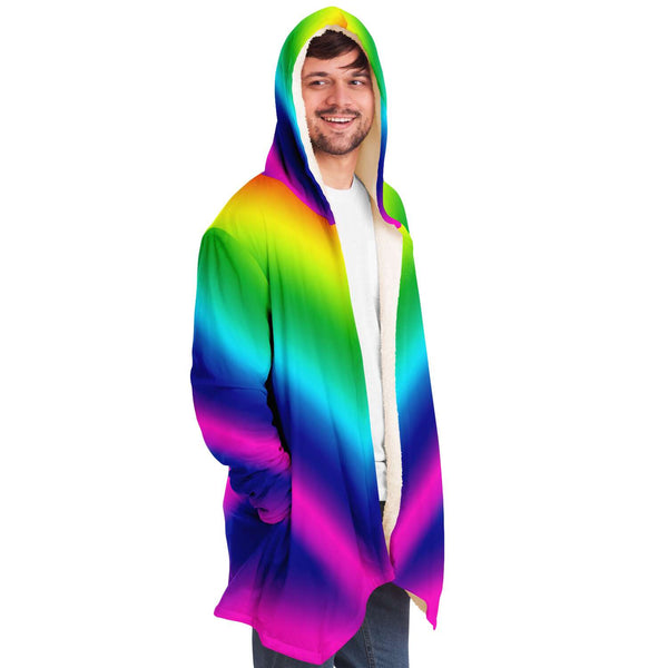 Rainbow Ombre Microfiber Fleece Jacket-Microfleece Cloak - AOP-Subliminator-Heidi Kimura Art LLC