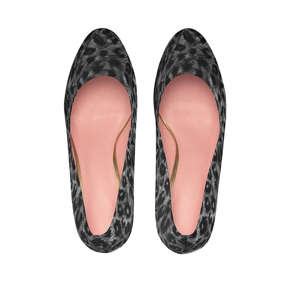 Black Leopard Women's Platform Heels, Animal Print Fashion Stiletto Heels For Ladies-Shoes-Printify-Heidi Kimura Art LLC