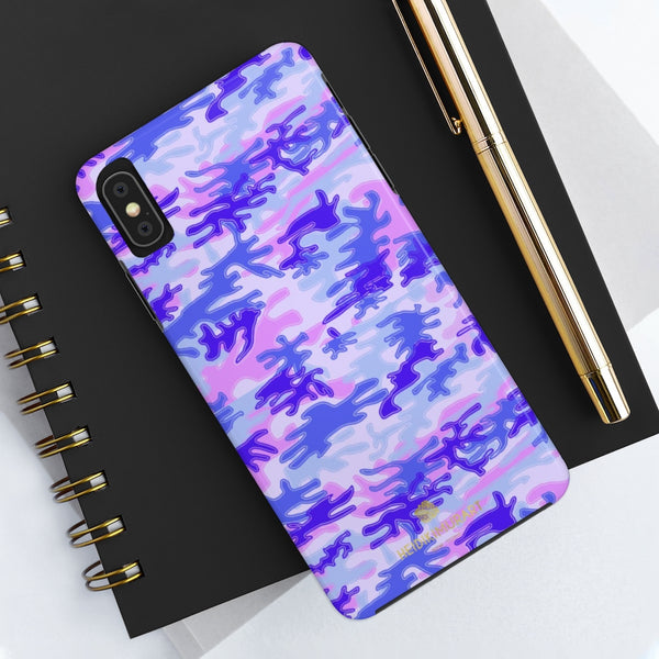 Cute Purple Camo iPhone Case, Pink Army Camouflage Case Mate Tough Phone Cases-Phone Case-Printify-Heidi Kimura Art LLC