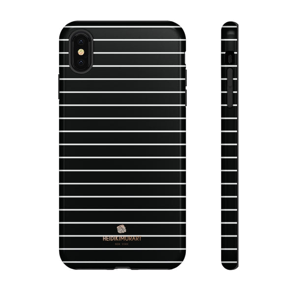 Black White Striped Tough Cases, Designer Phone Case-Made in USA-Phone Case-Printify-iPhone XS MAX-Glossy-Heidi Kimura Art LLC