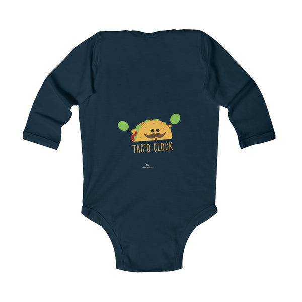 Taco Cute Funny Baby Boy or Girls Infant Kids Long Sleeve Bodysuit - Made in USA-Infant Long Sleeve Bodysuit-Heidi Kimura Art LLC