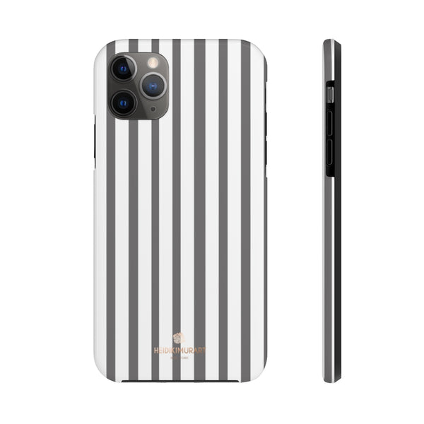 Grey Striped iPhone Case, Designer Case Mate Tough Samsung Galaxy Phone Cases-Phone Case-Printify-iPhone 11 Pro Max-Heidi Kimura Art LLC