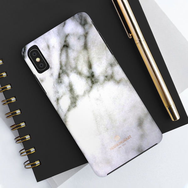 White Marble Texture Print Designer Case Mate Tough Phone Cases-Made in USA - Heidikimurart Limited 