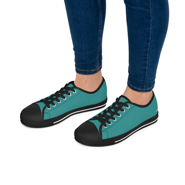 Teal Blue Color Ladies' Sneakers, Solid Color Best Designer Women's Low Top Sneakers