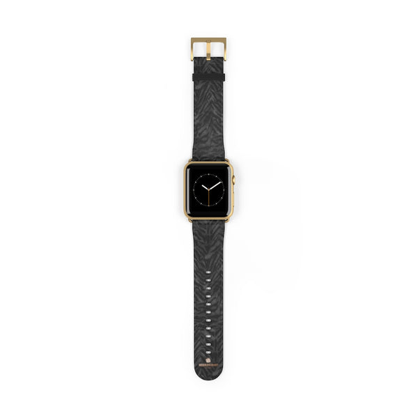 Black Tiger Stripe Animal Print 38mm/42mm Watch Band For Apple Watch- Made in USA-Watch Band-Heidi Kimura Art LLC