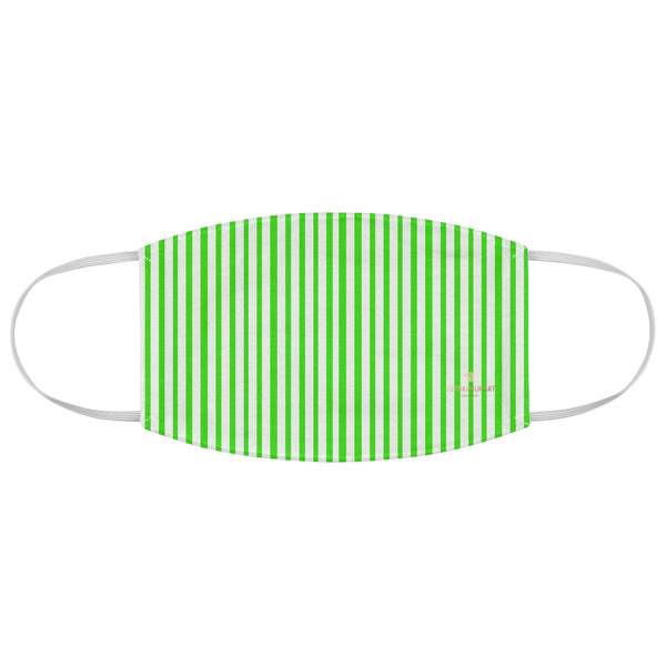 Green Striped Face Mask, Minimalist Fashion Face Mask For Men/ Women, Designer Premium Quality Modern Polyester Fashion 7.25" x 4.63" Fabric Non-Medical Reusable Washable Chic One-Size Face Mask With 2 Layers For Adults With Elastic Loops-Made in USA