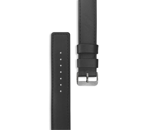 Genuine Leather or Stainless Steel Designer Premium Watch Band Strap For Watches-Watch Band-Mens 40mm-Black Leather w/ Silver Hardware-Heidi Kimura Art LLC