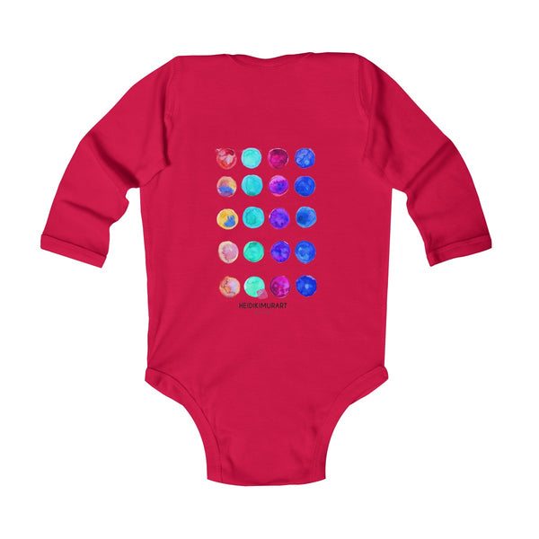 Polka Dots Watercolor Print Baby's Infant Long Sleeve Bodysuit - Made in UK-Kids clothes-Heidi Kimura Art LLC