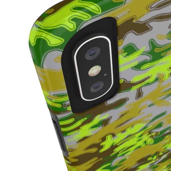 Gray Green Camo iPhone Case, Case Mate Tough Samsung Galaxy Phone Cases-Phone Case-Printify-Heidi Kimura Art LLC