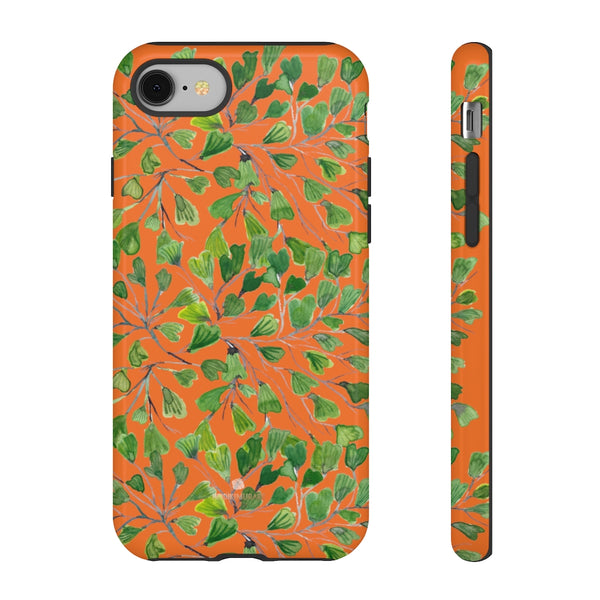 Orange Maidenhair Fern Tough Cases, Green Leaf Print Phone Case-Made in USA-Phone Case-Printify-iPhone 8-Glossy-Heidi Kimura Art LLC