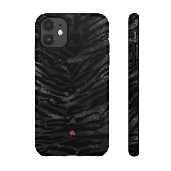 Grey Tiger Striped Phone Case, Animal Print Tiger Stripes iPhone Samsung Case-Made in USA - Heidikimurart Limited 