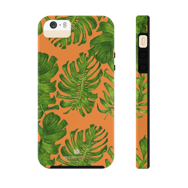 Orange Green Tropical Leaf iPhone Case, Case Mate Tough Samsung Galaxy Phone Cases-Phone Case-Printify-iPhone 5/5s/5se Tough-Heidi Kimura Art LLC