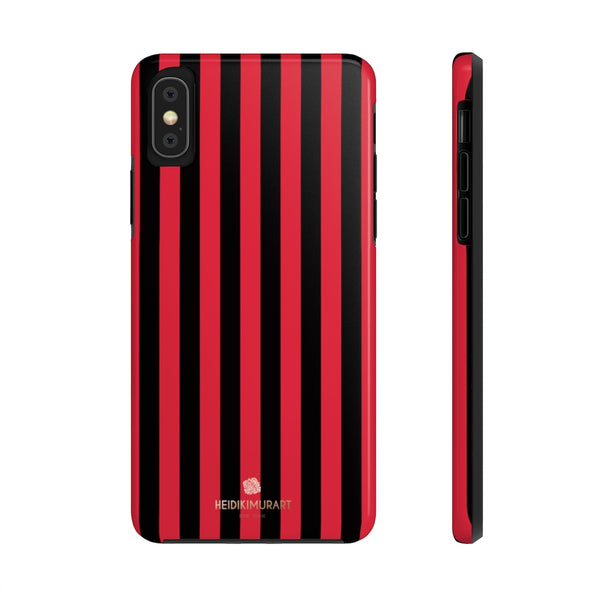Red Black Stripe iPhone Case, Case Mate Tough Samsung Galaxy Phone Cases-Phone Case-Printify-iPhone X Tough-Heidi Kimura Art LLC