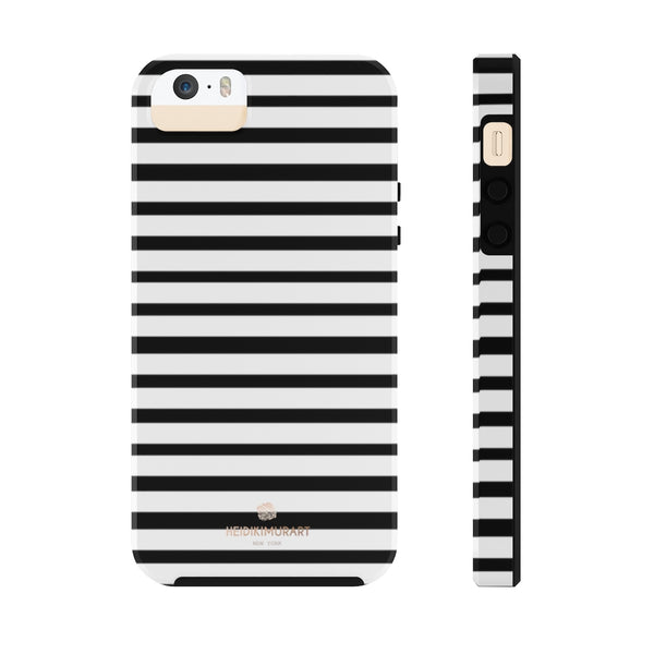 Black White Striped iPhone Case, Designer Case Mate Tough Samsung Galaxy Phone Cases-Phone Case-Printify-iPhone 5/5s/5se Tough-Heidi Kimura Art LLC