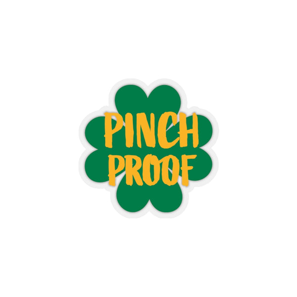Pinch Proof Print Green Clover Leaf Print St. Patrick's Day Kiss-Cut Stickers- Made in USA-Kiss-Cut Stickers-4x4"-Transparent-Heidi Kimura Art LLC