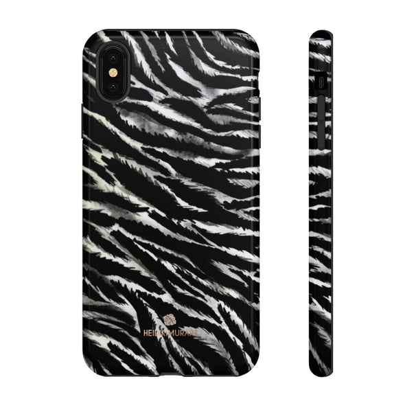 White Tiger Stripe Phone Case, Animal Print Tough Designer Phone Case -Made in USA-Phone Case-Printify-iPhone XS MAX-Glossy-Heidi Kimura Art LLC