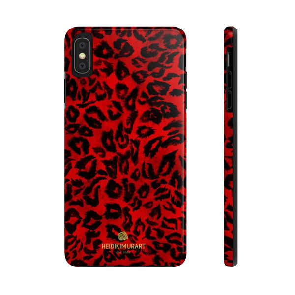 Red Leopard Print Phone Case, Animal Print Case Mate Tough Phone Cases-Made in USA - Heidikimurart Limited 