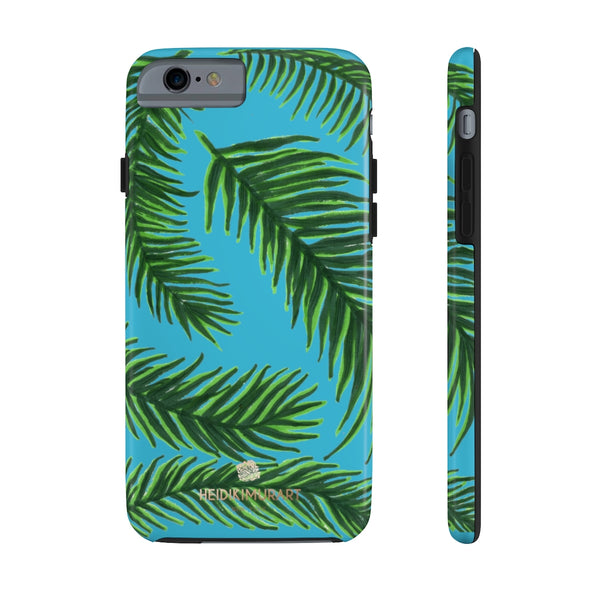 Sky Blue Tropical Print Phone Case, Palm Leaf Case Mate Tough Phone Cases-Made in USA - Heidikimurart Limited 