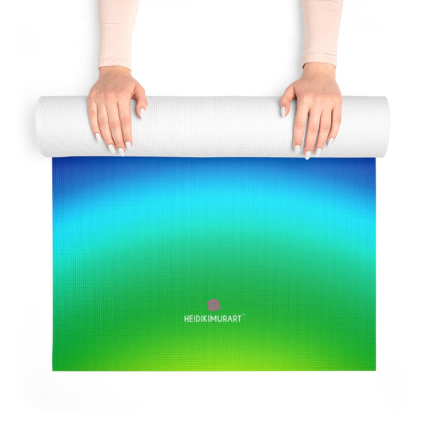 Rainbow Colorful Foam Yoga Mat, Rainbow Colorful Gay Pride Modern Ombre Stylish Lightweight 0.25" thick Best Designer Gym or Exercise Sports Athletic Yoga Mat Workout Equipment - Printed in USA (Size: 24″x72")