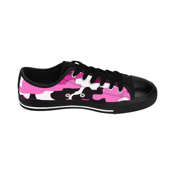 Pink Camo Print Women's Sneakers, Army Military Camouflage Printed Fashion Canvas Tennis Shoes
