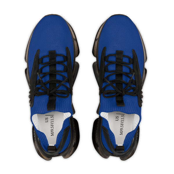 Dark Blue Color Men's Shoes, Solid Dark Blue Color Best Comfy Men's Mesh-Knit Designer Premium Laced Up Breathable Comfy Sports Sneakers Shoes (US Size: 5-12)